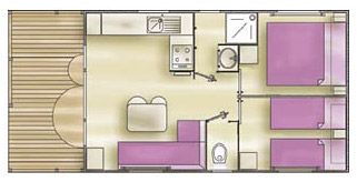Plan de mobil-home Méditerranée à la location en Ardèche
