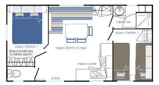 Plan de mobil-home Océane à la location en Ardèche